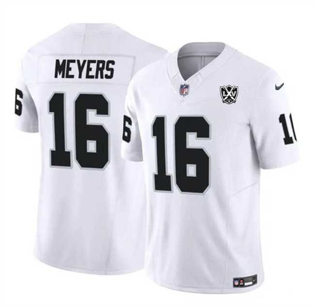 Men & Women & Youth Las Vegas Raiders #16 Jakobi Meyers White 2024 F.U.S.E 65th Anniversary Patch Vapor Stitched Jersey->las vegas raiders->NFL Jersey